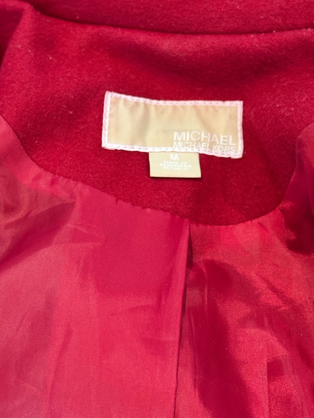 Michael Kors Red Zip-Front Pea Coat with Gold Hardware Size Medium - Picture 4 of 10